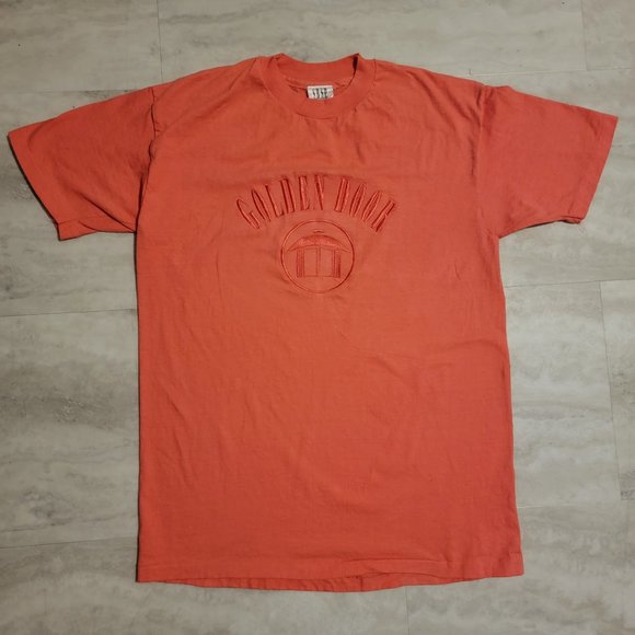 Vintage Golden Door Embroidered Pink Mens T-Shirt 100% Cotton Large - Picture 1 of 7